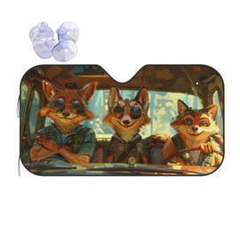 Cool Fox Animal Driving Windshield Sun Shade, Front Window Sunshade Cover Sun Visor Shield Foldable Uv Ray Reflector for Car SUV Truck