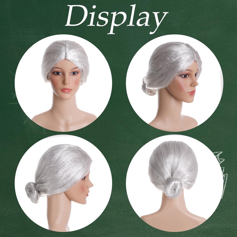 Ishua 7pcs Grandma Wig, Old Lady Wig Costume for Women