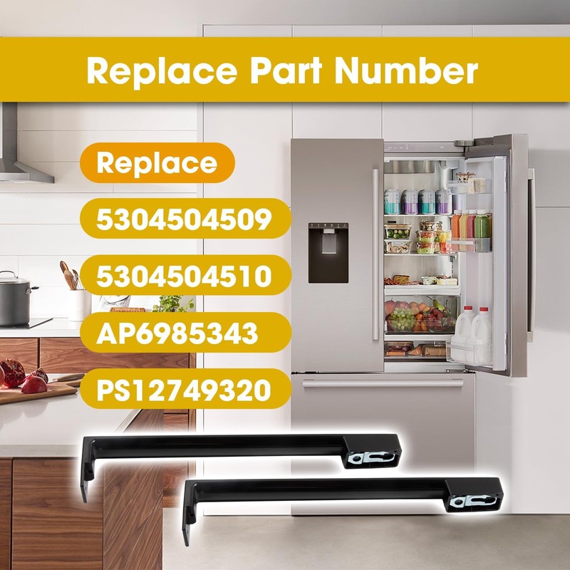 Black Refrigerator Door Handle Set Replace WR12X32350 5304504509 5304504510
