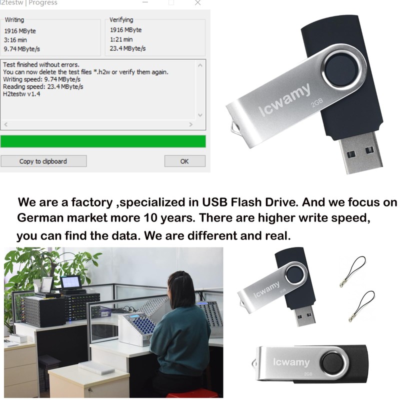 lcwamy USB 2GB USB Flash Drive 20 Pack Bulk Swivel