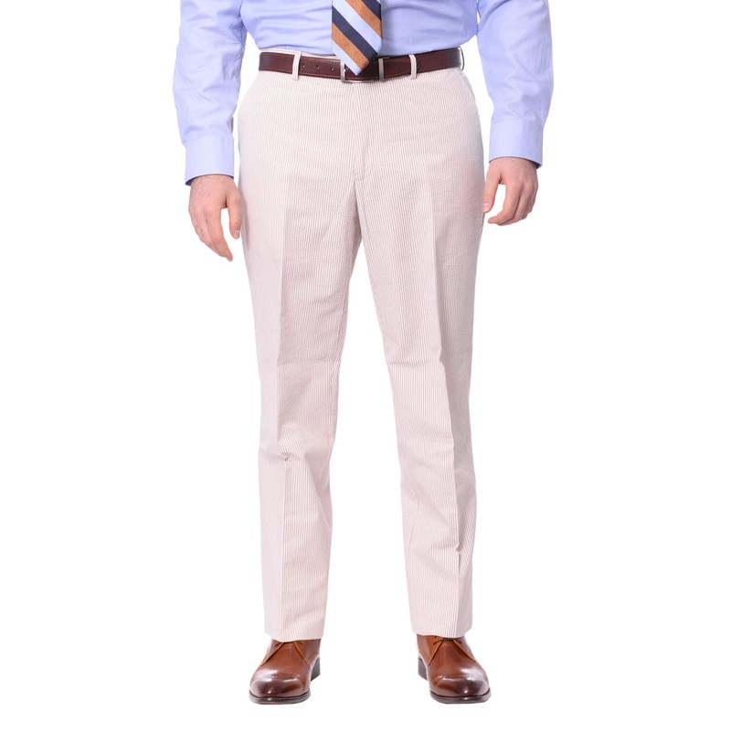 Emigre 48L Men's 100% Cotton Tan Striped Seersucker Suit