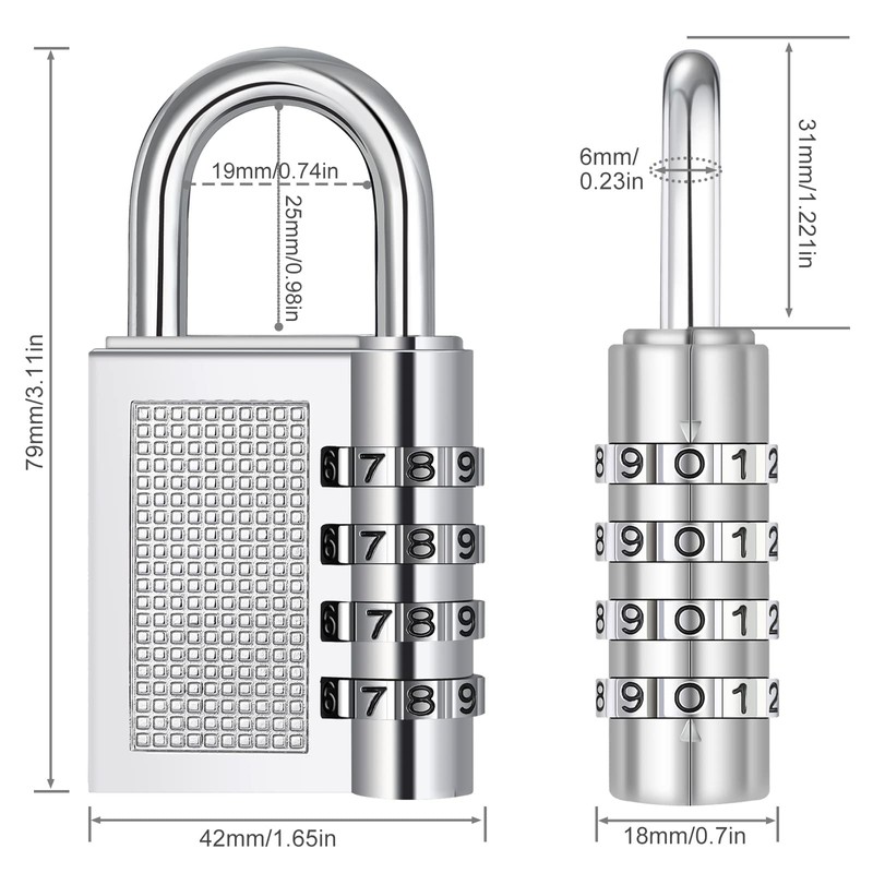 ZHEGE Combination Lock Padlock with Combination Code 4 Digit, Spin