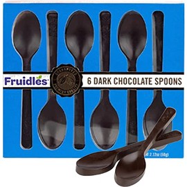Fruidles Dark Chocolate Spoons, Candy Hot Chocolate Stirring Edible Spoons, Gourmet Cocoa Stirrers, Non-GMO, 2.12 Oz (6 Spoons per Box) (12-Pack)