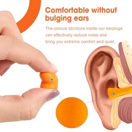 AZEN 300 pares de tapones para los oídos, NRR de espuma suave de 32 dB para dormir con cancelación de ruido, tapones para los oídos para conciertos, t