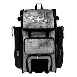 Boombah Rolling Superpack 2.0 Baseball/Softball Gear Bag - 23-1/2" x 13-1/2" x 9-1/2" - Crusher Black/Gray - Telescopic Handle - Holds 4 Bats - Wheeled Version