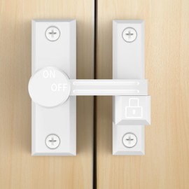 90/180 Degree Barn Door Lock, Small Flip Gate Latches Hardware, Door Security Sliding Door Latch Lock for Barn, Gate, Cabinet, Bathroom, Garden (White 1 Pack)