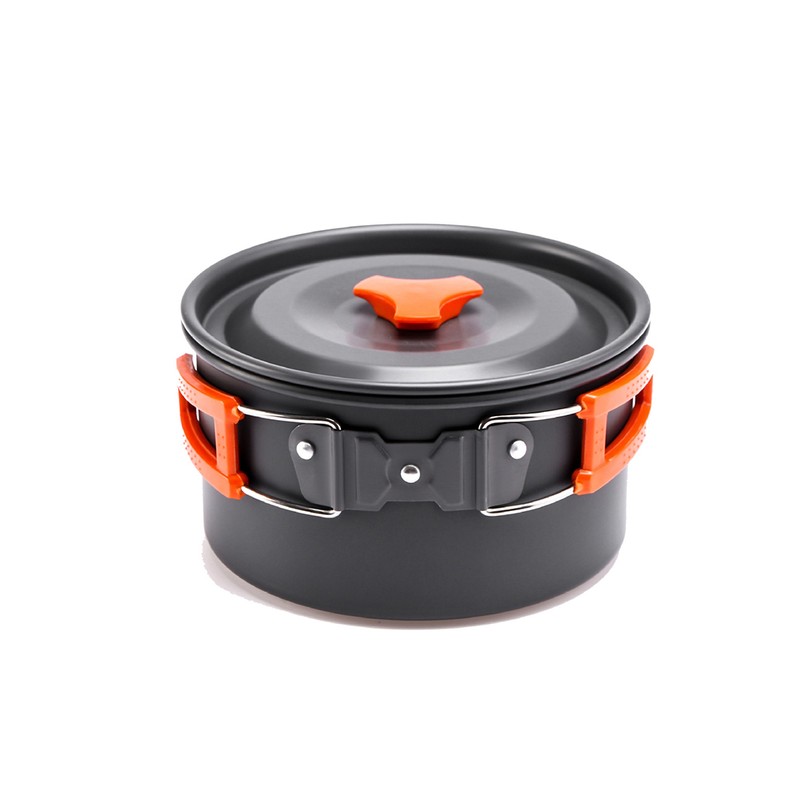 3 PCS Camping Cookware Mess Kit Pots Kettle Pans Aluminum