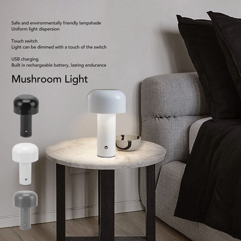 Jeanoko USB Mushroom Light Touch Control Desk Lamp Mini Night