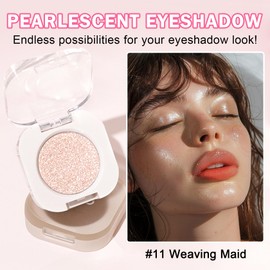 QIUFSSE Glitter Eyeshadow Champagne Single Eyeshadow,Ultra Fine Shimmer Eyeshadow Lightweight Sparkling Blendable Formula,Daily Multiuse Glossy Eyes Makeup (Weaving Maid)