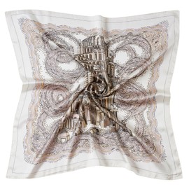 CHUNG Women's Scarf Satin Bandanas Printed Pattern Fashion Scarves Silk Feeling Handbag Hair Wrap Ribbons Handkerchief Necktie Square 27.5",Tower-53