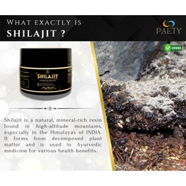 PAETY - Pure Organic Shilajit Resin | 100% Natural Purity | Fully Certified | Rich in Fulvic Acid | Energy Enhancer | Natural Energy Booster | Himalayan Pure Shilajit Resin | Pure Energy in 50G