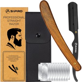 ASIPRO Straight Razor Men with 10 Shaving Blades (20 Single Edge Razors Blades), Straight Edge Razors Rasoir Barbe Homme avec 10 Lame Rasoir Shaving Reusable Barber Razor for Beard