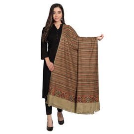 Zamour Women's Kullu Striped Himachali Mountain Meditation Woolen Shawl Stole Wrap 40 in x 80 in