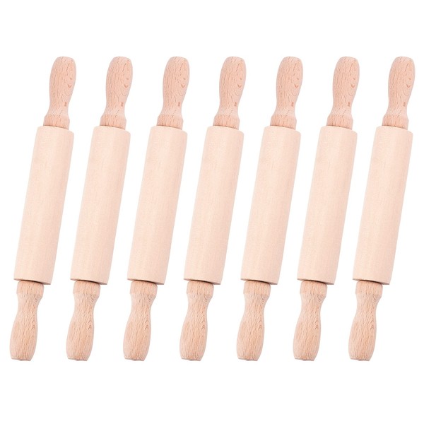 OLYCRAFT 7PCS Mini Wood Rolling Pin 20x2.55cm Unfinished Clay Rolling