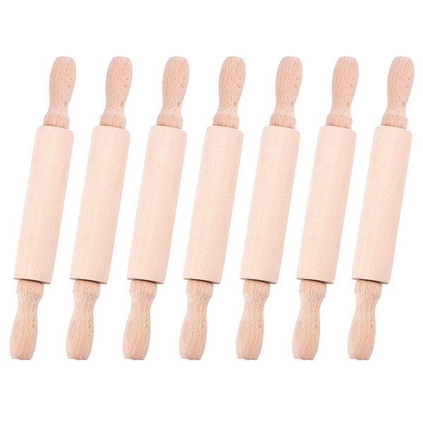 OLYCRAFT 7PCS Mini Wood Rolling Pin 20x2.55cm Unfinished Clay Rolling Pin Classic Blank Wood Rolling Pins for Baking Dough Roller Rolling Pin Wooden Utensil for Home Craft Making DIY Clay Handmade
