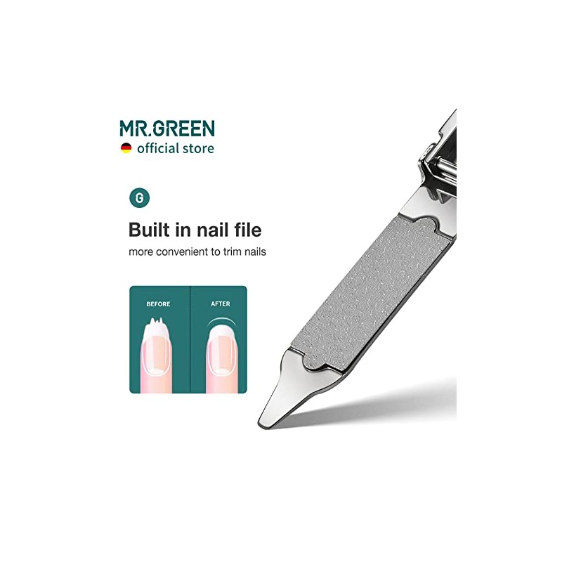 MR.GREEN Cortauñas plegables pequeñas y delgadas tijeras de uñas de