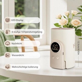 Portable Baby Bottle Warmer, Bottle Warmer Baby On the Go with LCD Display, USB Charging, 6 Adjustable Temperature Levels (38-50°C), Comfortable Baby Bottle Warmer for On the Go and Home