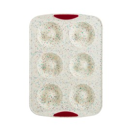 Trudeau Jumbo Donut Pan-White Confetti/Fuchsia, 6 Cavity