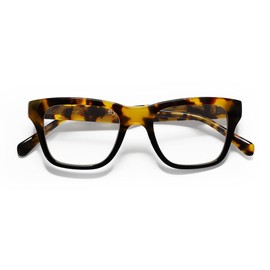 eyebobs Kvetcher Narrow Premium Unisex Reading Glasses, Tortoise & Black Front with Tortoise Temples, 1.75 Strength
