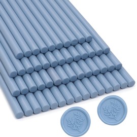 Andotopee 52pcs Dusty Blue Wax Sealing Sticks, Premium Glue Gun Wax Seal Sticks for Wedding Invitation Craft Adhesive, Great Gift Ideas (Mini Size)