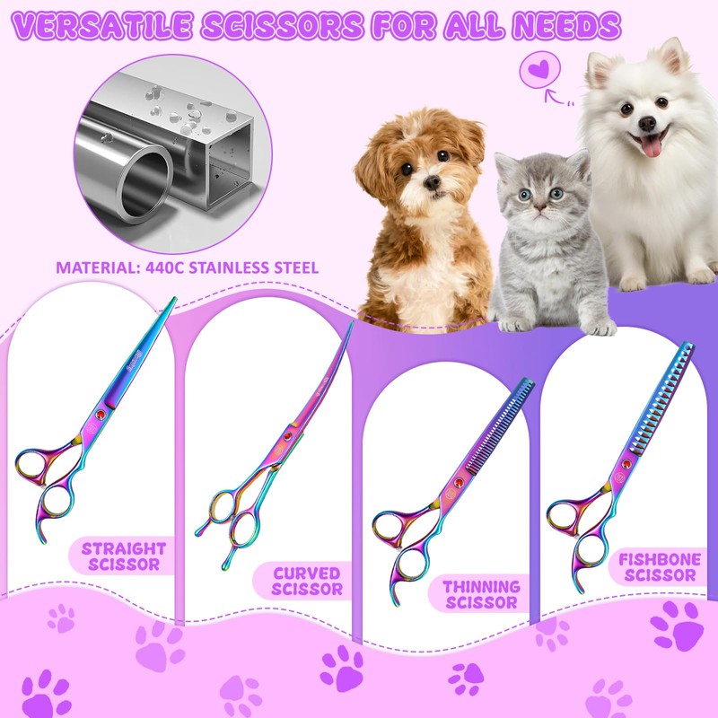 Professional Dog Grooming Scissors Set, 7 Inch/8 Inch Pet Grooming