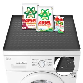 1PC 23.6''x19.7'' Washer and Dryer Top Cover Mats, Non-Slip Silicone Laundry Machine Protector, Waterproof Rubber Mat for Washing Machine & Dryer (Dark Gray)