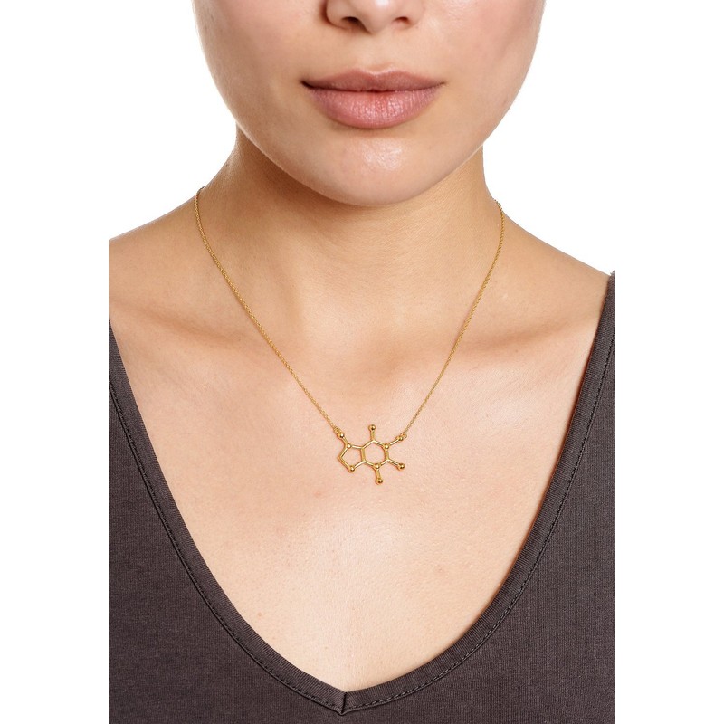 Serebra Jewelry (SJ) Caffeine Molecule Pendant with Necklace | All