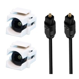 DIYTECH Toslink Keystone Jack, Female to Female SPDIF Coupler, Includes Optical Audio Cable, White (2 Pack)