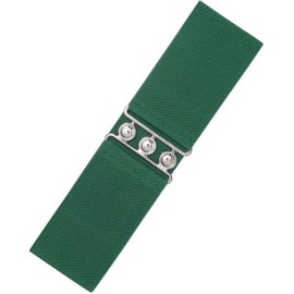 Ro Rox Retro Vintage Belt | Elastic Belt Women's Accessories | 50s Nurse Belt | Stretchy Belt With Silver Buckle & Clasp | Waist Belt For Dress | Wide Belt Design | Elasticated Belt For Women & Ladies