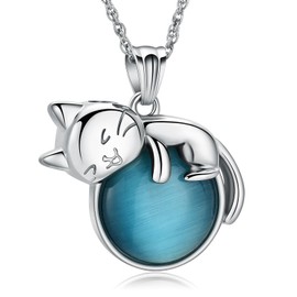 QGJNSGC Urn Necklace for Ashes Cat Moonstone Cremation Jewelry for Pet Human Stainless Steel Memorial Urn Jewelry Keepsake Pendant for Women Men Gifts, Stainless Steel, Cubic Zirconia