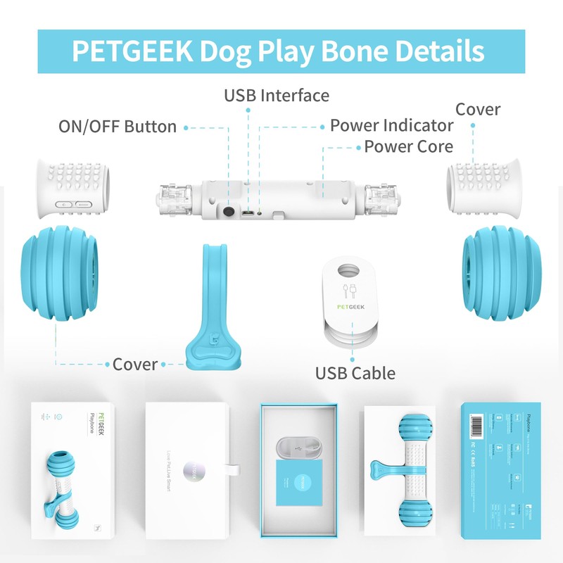 PETGEEK Interactive Dog Bone Toy, Automatic Dog Chase Toy, Electronic