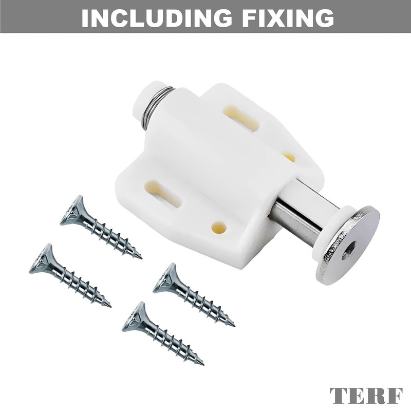 TERF® Push to Open Door Catch White Single Magnetic Pressure