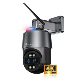 Ctronics [10X Hybrid Zoom] Dual-Lens 4K 8MP Security Camera Outdoor, Auto Tracking & Zoom, 2.4/5GHz WiFi, AI Human/Vehicle/Animal Detection, 256GB TF/Cloud/FTP/NAS Storage, Color Night Vision