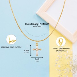 NFINITYRE Cross Pendant Necklace for Women Jewelry 18k Gold Plated Cross Necklaces for Women Cross Necklace Minimalist Trendy Jewelry Valentines Day