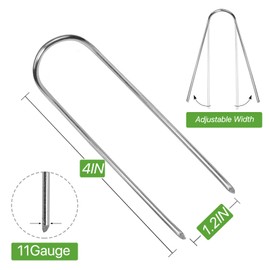 Zevlux U Shape Garden Stakes 4 Inch 160 pack 11 Gauge Irrigation Tubing Stakes,Heavy Duty Galvanized Landscape Staples for Tube, Lawns, Weed Barriers, and Landscape Fabrics, Irrigation Hose,Floor Mats