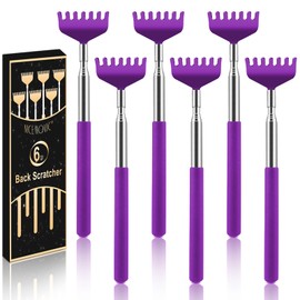NICEMOVIC 6 Pack Back Scratcher for Women Men, Christmas Stocking Stuffers, Prizes for Adults, White Elephant Gifts for Adults, Extendable Bulk Back Massager Tool for Thanksgiving Birthday (Purple)