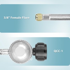 SHINESTAR 15 Feet Propane Hose with Regulator for Propane Fire Pit, Patio Heater, Gas Grill, 3/8 Inch Female Flare, Sturdy Stainless Braided