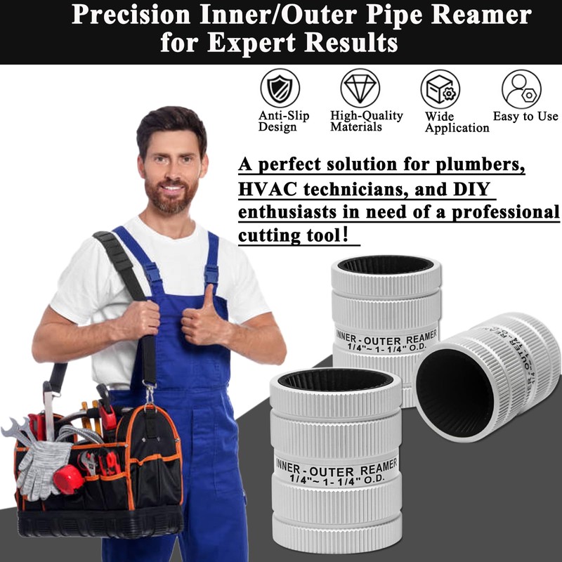 Wisamic Pipe Reamer Tool, 1/4" to 1-1/4" Inner/Outer Deburring Tool