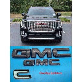 Auto GMC 2021-2023 GMC YUKON YUKON XL Front Rear Tailgate Gloss Black OVERLAY Emblem