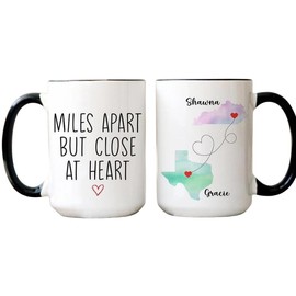 Miles Apart But Close At Heart Mug, Long Distance State To State Mug, Custom Long Distance Friendship Mug, Friendship Gift, Moving Away Mug
