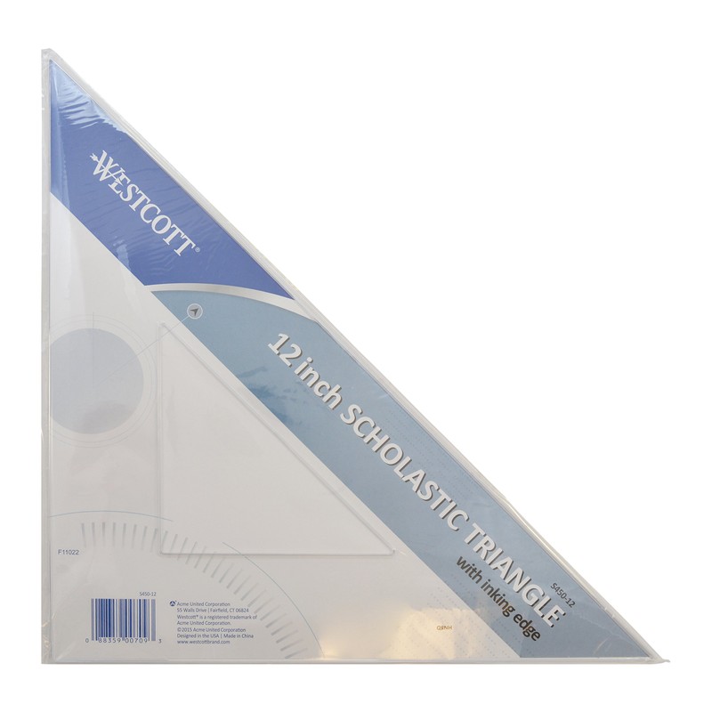 Westcott Student Grade Polystyrene Triangle, 45 and 90 Degrees, 12