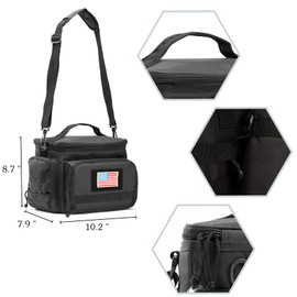 MOV COMPRA Tactical Lunch Bag for Men, Insulated Lunch Box Leakproof for Men Large Capacity with MOLLE Water Bottle Pouch Lunchbox for Adults for Work, Picnic（Black）