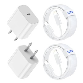 2Pack Fast Charger iPhone [Apple MFi Certified],10FT iPhone Charger Fast Charging USB C to Lightning Cable with 2Pack PD USB C Charger Block 10ft iPhone Charger Cord for iPhone 14/13/12/11/X/XS Max/8 | TrimDish