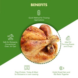 Regency Wraps Trussing Bands, 7" Cotton Elastic Poultry Loops, Pack of 10, Oven and Food Safe for Making Rotisserie Chicken, Roasting Turkey, Forming Roasts