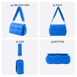 NAARIIAN Crossbody Bag for Women Quilted Puffer Purse Fashion Lightweight Travel Handbags Cute Small Shoulder Bag, Blue, Large