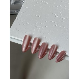 YTETUOE Press On Nails, 48pcs Hands and Feet Full Set Kit with Gel DIY Tools, Cat Eye Style, Salon-Quality Fake Nails Tip (Pink Cat Eye)