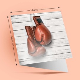 1 x Greeting Card Boxing Gloves Retro Sports - Blank Birthday Celebration Anniversary #3132