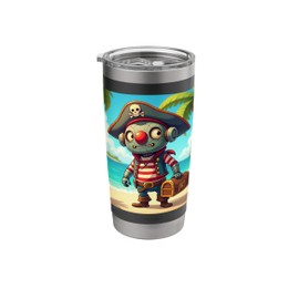 ROBOT PIRATE GETS THE TREASURE FUN TEE PIRATE DESIGN Stainless Steel Insulated Tumbler