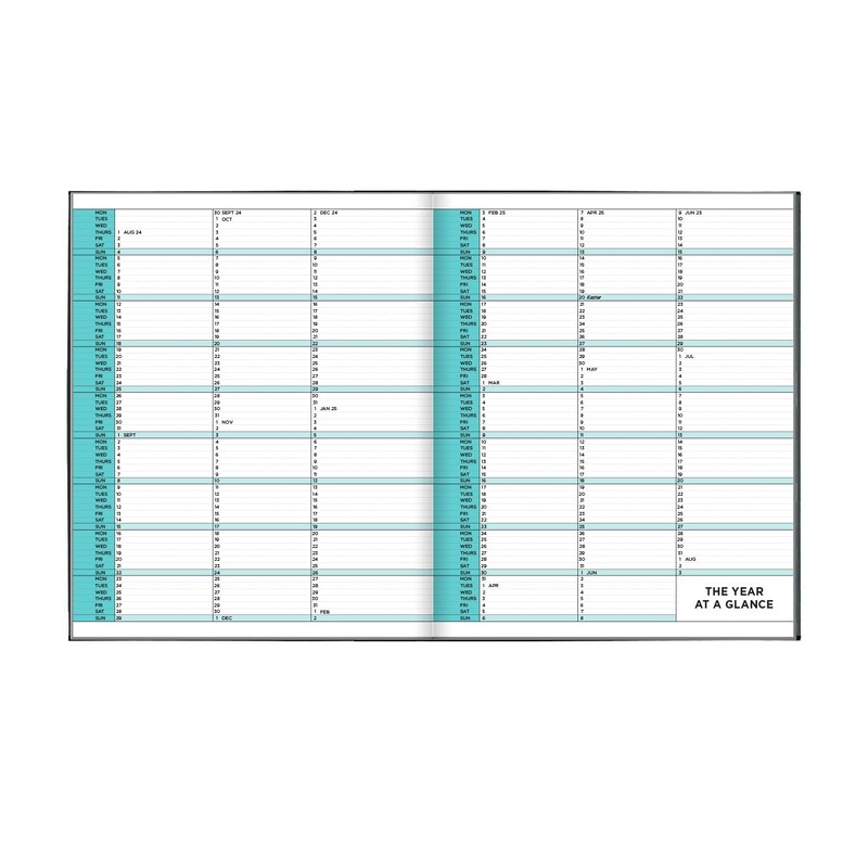 Pirongs Page-a-day 2024-2025 Green Academic Diary (Slightly wider than A5)