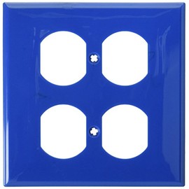 Leviton 2-Gang 2-Duplex, Receptacle Wallplate, Standard Size, Thermoplastic Nylon, Device Mount, 80716-BU, Blue